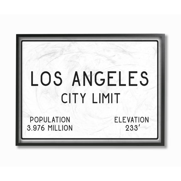 Stupell Industries Eclectic LA City Limit Black Framed Giclee Art, 20 x 16, by Lil' Rue