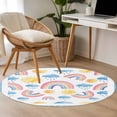 thumbnail image 4 of Rainbow Sunshine Round Area Rug 3Ft Washable Small Circle Rugs for Kitchen Entryway, Rainy Cute Blue Border Non-Slip Carpet Floor Mats Indoor Outdoor Carpet Runner Aesthetic Home Decor, 4 of 8