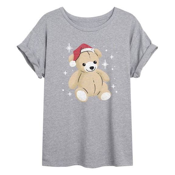 Instant Message - Christmas Teddy Bear - Women's Oversized Graphic T-Shirt