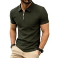 thumbnail image 2 of Kakii Men's Elastic Lightweight Polo Shirt Summer Zipper Pullover Short Sleeve Top, 2 of 9