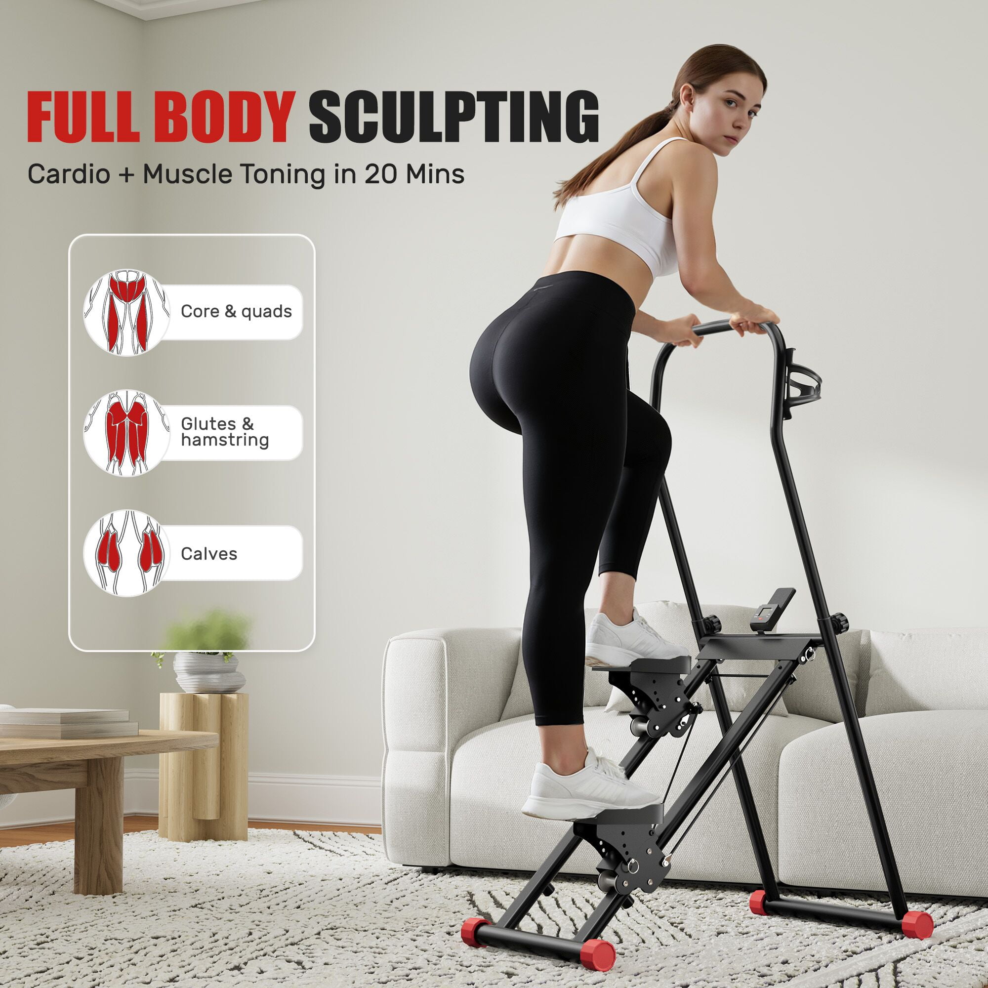 5 in 1 Foldable Stationary Exercise Bike and Stair Stepper Exercise Machine,Cardio Equipment set for Home Indoor, Exercise Equipment with 330LB Capacity
