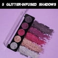 thumbnail image 5 of Profusion Cosmetics Gems Glitter Palette, 5-Shade Pressed Glitter Eyeshadow with Built-In Primer for Richly Pigmented Long-Wearing Eye Makeup, 0.16oz, Amethyst, 5 of 6