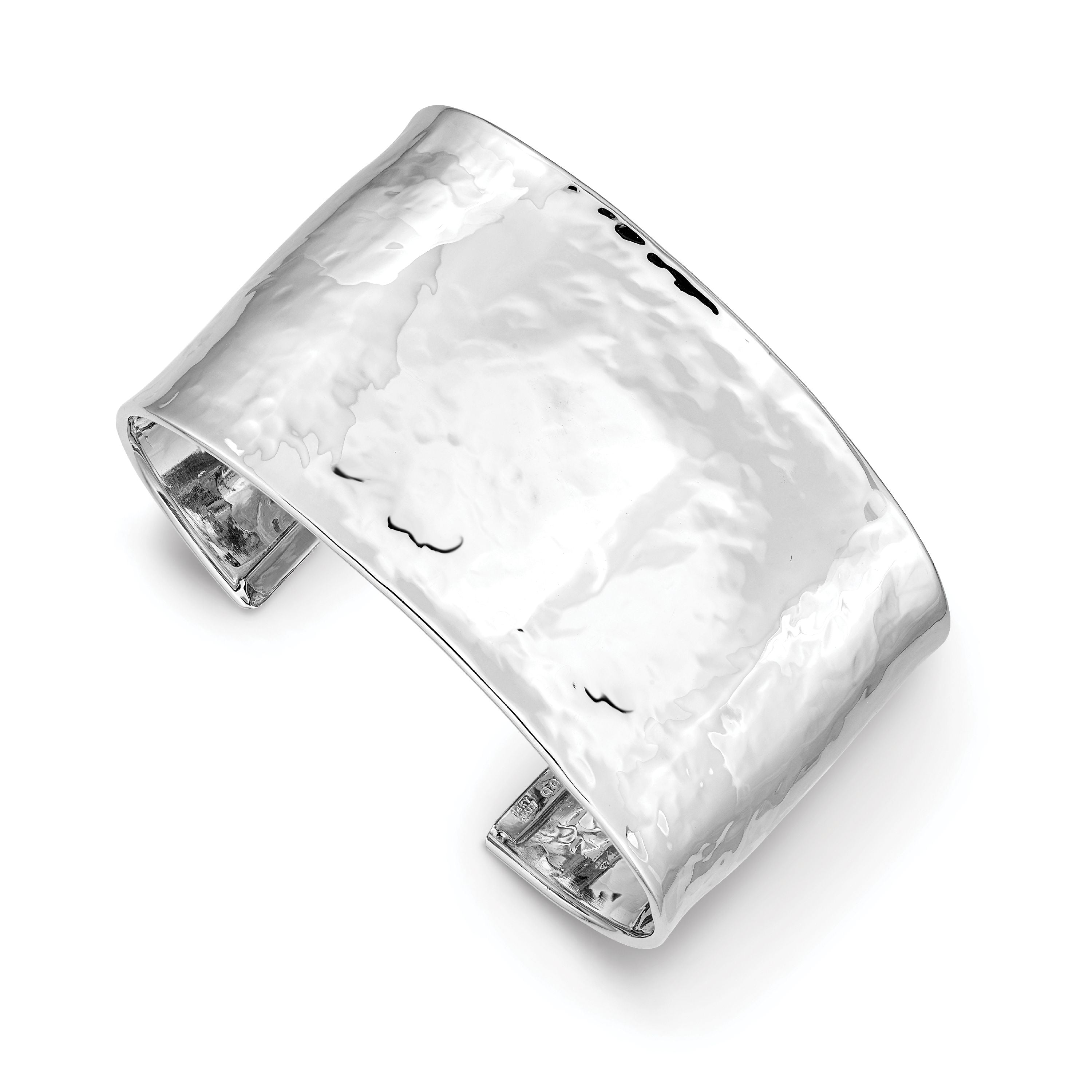 14kt White Gold 37mm Hammered Bangle Bracelet Cuff Expandable Stackable