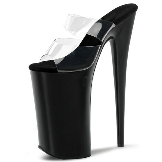 SummitFashions - Super Sexy Black and Clear Slide Sandal Stripper Shoes ...