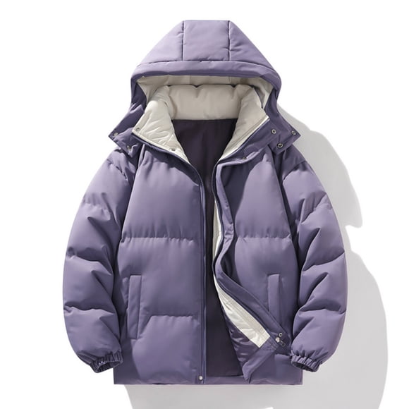 NTACZA Men's Jackets Winter Thicken Purple Hooded Puffer Jacket Full Zip Regular Fit Jacket Fall Coats for Man,L