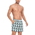 thumbnail image 4 of FORMRS Mens Swim Trunks Mesh Liner Quick Dry Casual Beach Board Shorts with Pockets, Sizes S-2XL, Green Penguins Pattern, 4 of 9