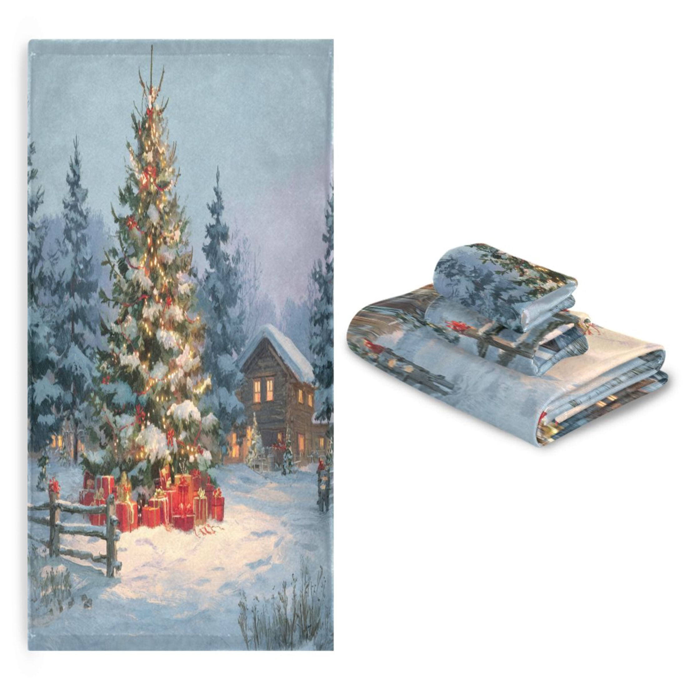 Three-Piece Towel Set Face Towel Towel Set Hand Towel Bath Towel Cotton Bath Towels Bath Towel Sets Hand Bath Towels Warm Christmas Tree