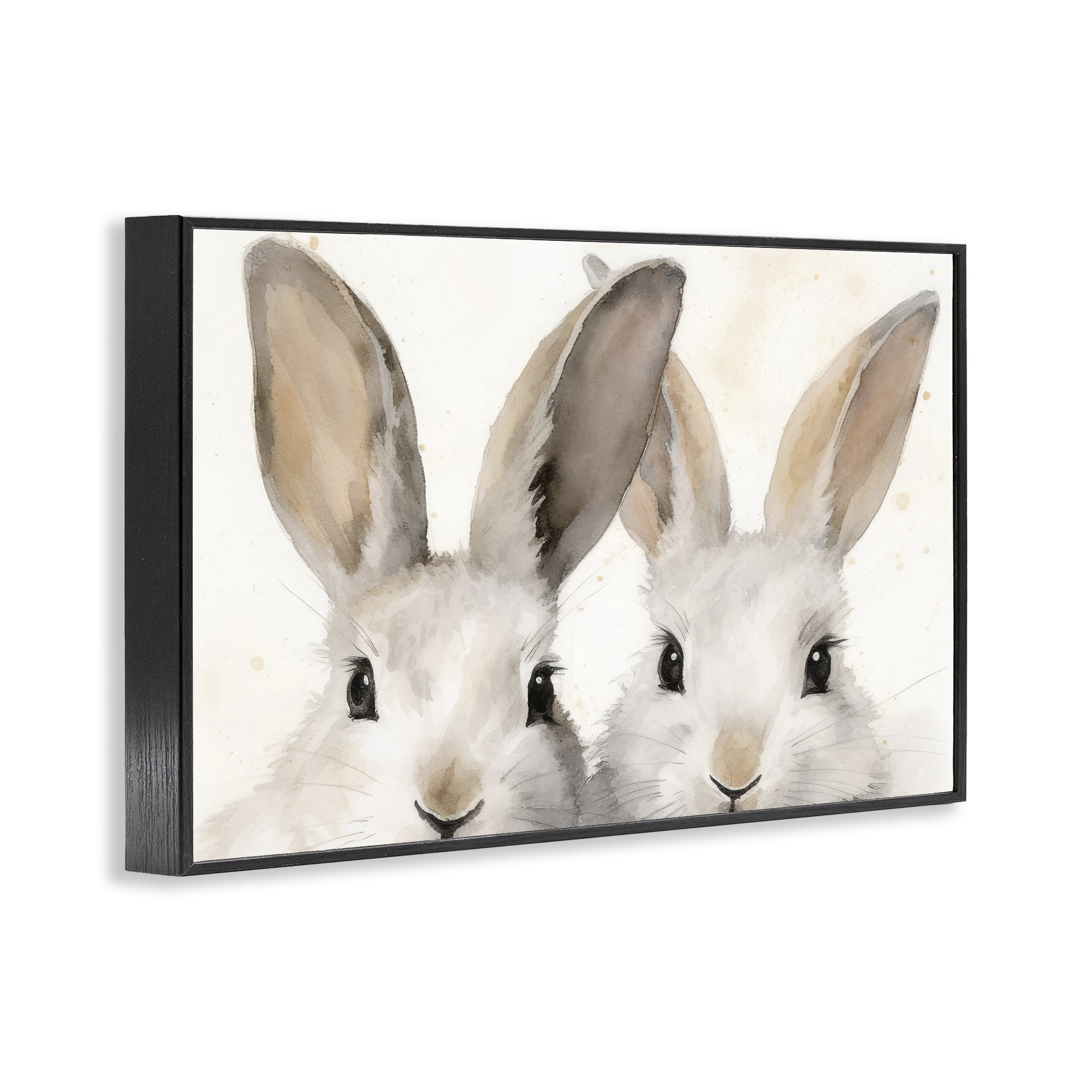 Stupell Industries Two Peeking Rabbits Animals & Insects Painting Black Framed Art Print Wall Art, 18 x 12
