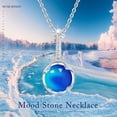 thumbnail image 2 of CUOKA MIRACLE Mood Stone Necklace Choker Necklace for Women Sterling Silver Color Change Stone Sterling Silver Round Pendant Chain 16-18 Inches Dainty Short Necklace Gift for Women C87, 2 of 2