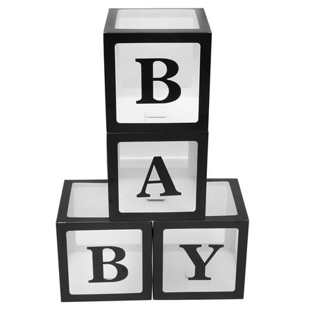 Raindrops  4 Pcs Black Baby Balloon Box Boxes for Shower Party Decoration Birthday and