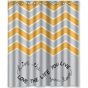 HelloDecor Live the Life You Love Love the Life You Live.Infinity Chevron Shower Curtain Polyester Fabric Bathroom Decorative Curtain Size 60x72 Inches