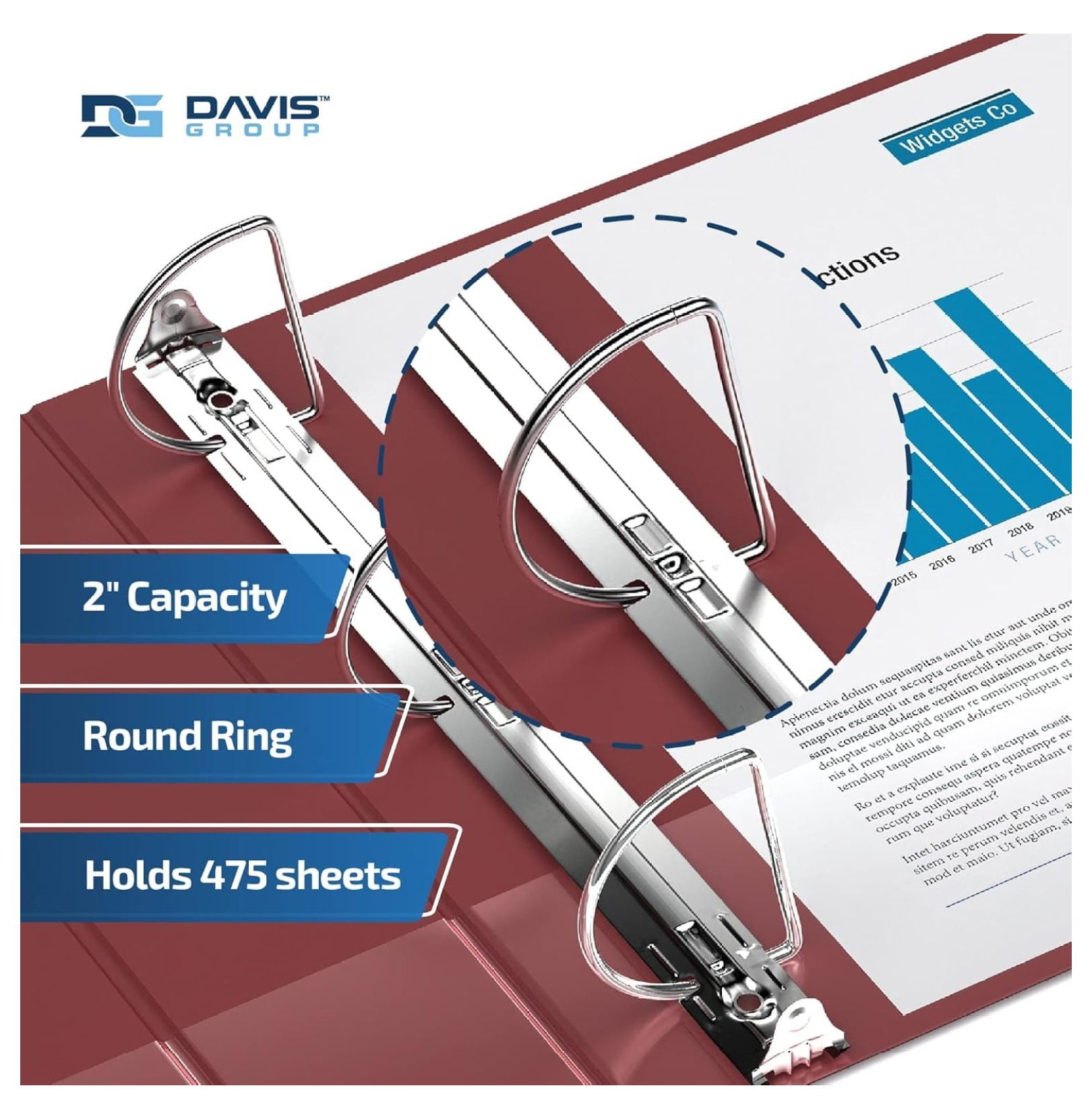 Premium Economy 6-Pack 3-Ring Binders for School or Office, D-Ring Binders, 2 Inch, Burgundy