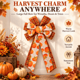 thumbnail image 7 of Halloween Pumpkin Wreath Bow, Faux Ribbon Ornament, Thanksgiving Fall Door Decor, Large Velvet Bow for Wreath & Tree, Rustic Harvest Decoration Accent​, B, 7 of 7