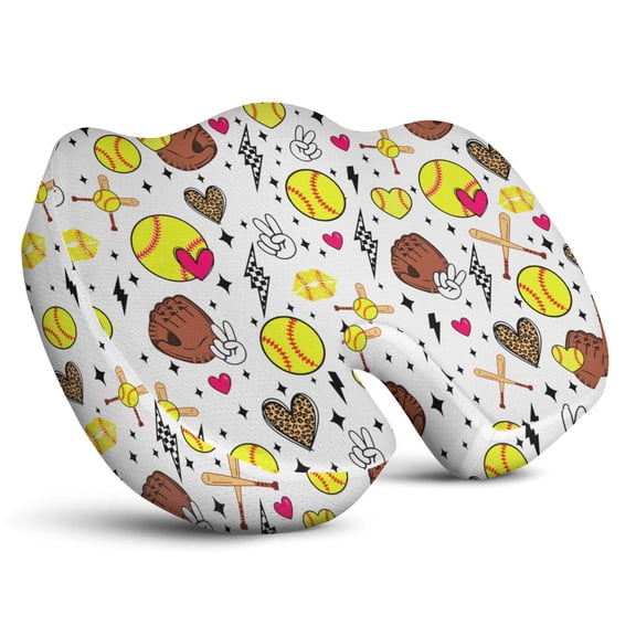 Premium Sports Pattern Memory Foam Seat Cushion Ergonomic Chair Pad for Office Chair, Car, Airplane & Bleachers Sciatica, Tailbone Hip & Back Pain Relief - Chair Cushion for Long Office Workers.