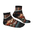 thumbnail image 6 of Salouo Cat Asleep Among Flowers Pattern Unisex Middle Tube Socks,Middle-Finger Knee High Socks Over The Calf Tube Stocking Crew Stockings for Women and Men Tube Socks, 6 of 8
