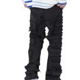 thumbnail image 4 of Honeeladyy Mens Slim Fit Stretch Jeans Ripped Skinny Jeans for Men Distressed Straight Leg Fashion Comfort Flex Waist Pants Thanksgiving Gifts Black S, 4 of 7