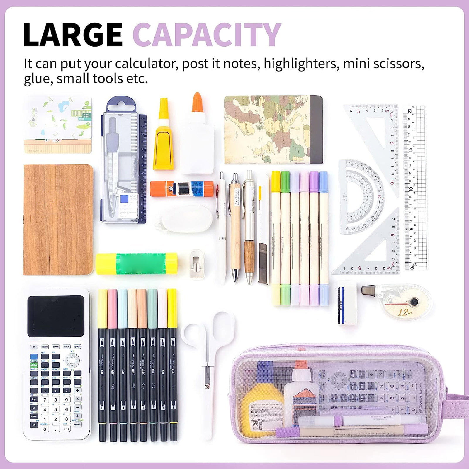 Clear Pencil Case, Large Transparent Plastic Pen Pencil Bag Makeup Pouch  Travel Cosmetic Bag for Teenage Boys Girls Women (Clear) – BigaMart