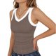 thumbnail image 4 of Mujeres Blusas de Verano sin Mangas Cuello en V Cuello Sólido Camiseta, Poliéster Suave Desgaste Diario Casual, Longitud Regular, 4 of 5