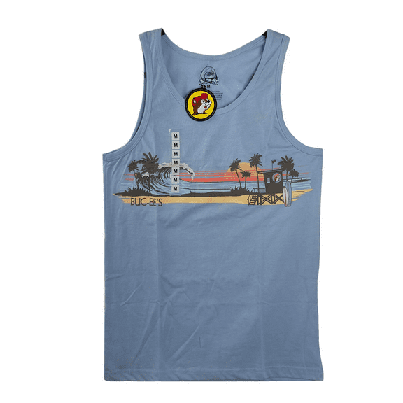Buc-ee's Sleeveless Beach Tank Top – Size M | Coastal Sunset Design | Lightweight Cotton