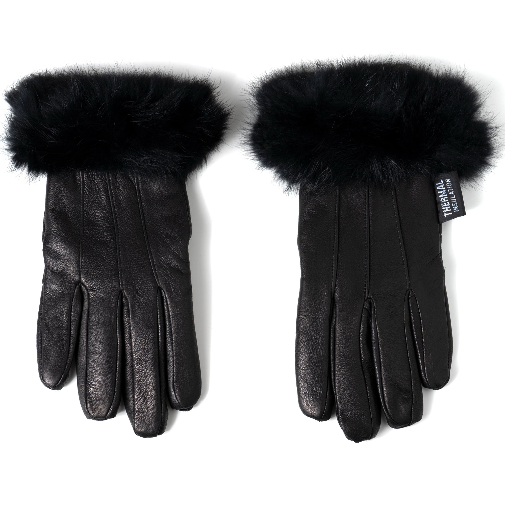 leather mittens with fur trim