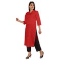 thumbnail image 2 of Moomaya Solid Pintuck Blouses For Women Indian Ethnic Kurti Casual Cotton Kurta, 2 of 6