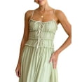 thumbnail image 3 of Womens 2025 Summer Dress Casual Sleeveless Spaghetti Strap RIC Rac Trim Smocked Ruffle Beach Long Maxi Dress Green XL, 3 of 9