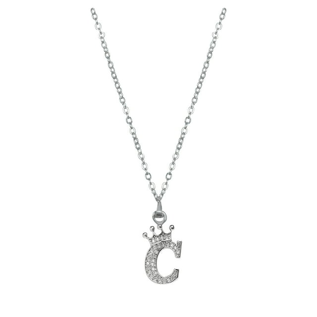 Women's Crown 26 Letters Pendant Necklace, Alloy/Rhinestone, Adjustable Chain, Minimalist, For Daily/Casual/Gifts