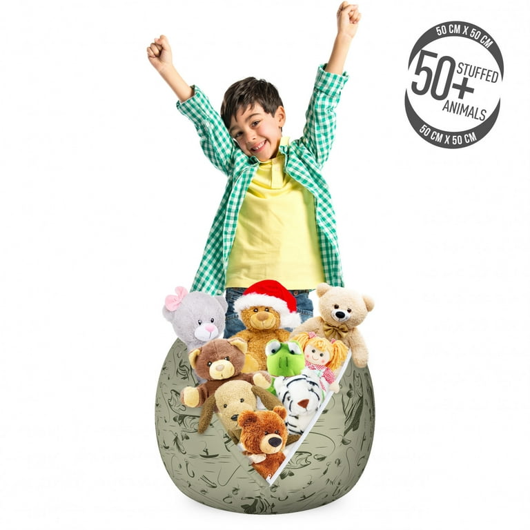 Fishing Storage Toy Bag Chair, Hobby Concept Pattern with Fisherman on Boat  Catching Trouts with Rot and Hook, Stuffed Animal Organizer Washable Bag