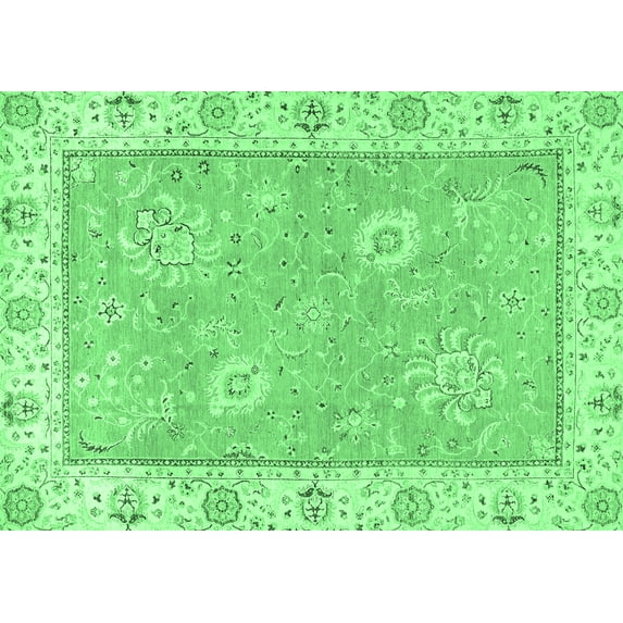 Ahgly Company Indoor Rectangle Oriental Emerald Green Traditional Area Rugs, 4' x 6'