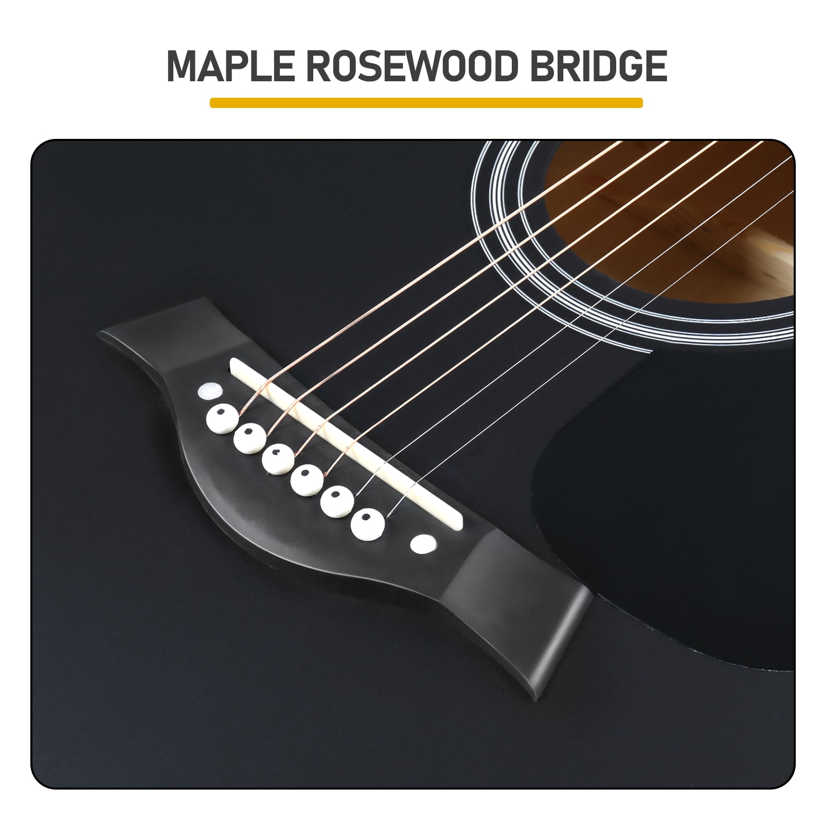 40-Inch Acoustic Guitar with Grand Auditorium Body, Basswood Construction, 21 Frets, 6 Steel Strings, Matte Finish, Starter Kit with Gig Bag, Strap, Picks, Capo and Tuner