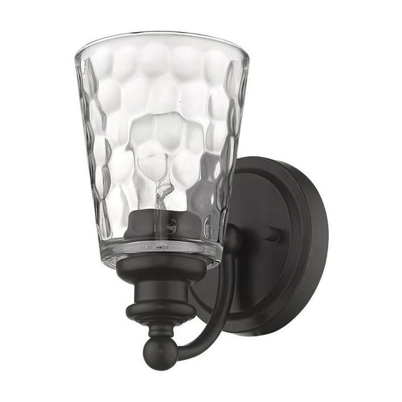 HomeRoots Bronze Metal and Pebbled Glass Wall Light