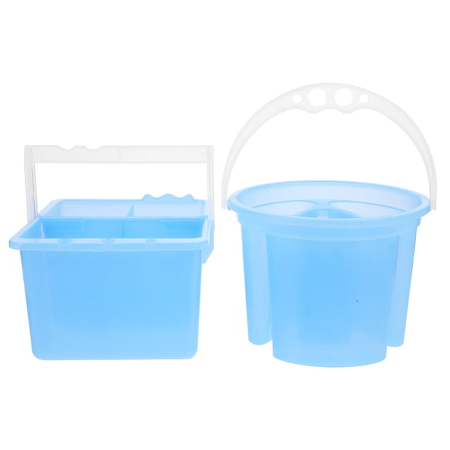 unbranded 2Ud Lavapinceles Azul De Material PP Reutilizable Para Almacenaje Y Limpieza De Pinceles