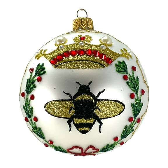 Royal Queen Bee Honeycomb Ball Polish Glass Christmas Tree Ornament