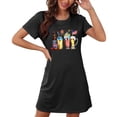 thumbnail image 4 of Camisón corto de talla grande para mujer, camisón de manga corta con estampado de pecho a la moda, camisón para mujer, 4 of 7