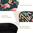 thumbnail image 5 of FORMRS Makeup Bag Travel Cosmetic Organizer for Women Fold Flat Zipper Pouch with Handle, Flamingo Leaves Pattern, 5 of 8