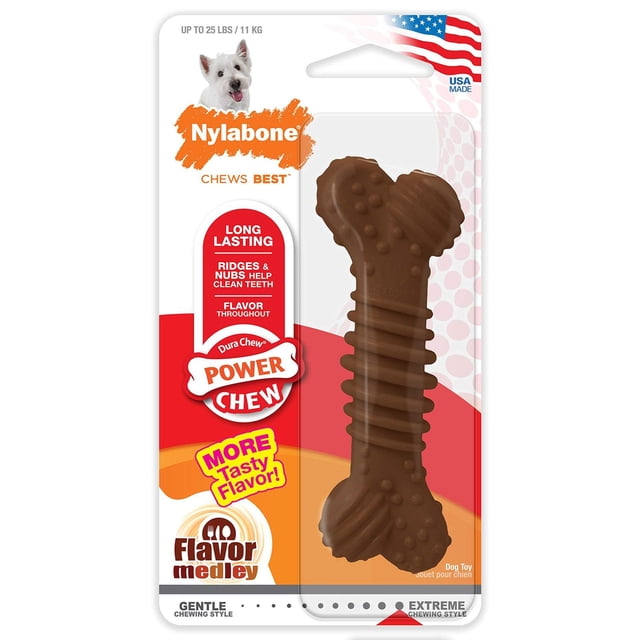 Hueso Texturizado Nylabone Dura Masticar Marrón Sabor Medley Regular/Small
