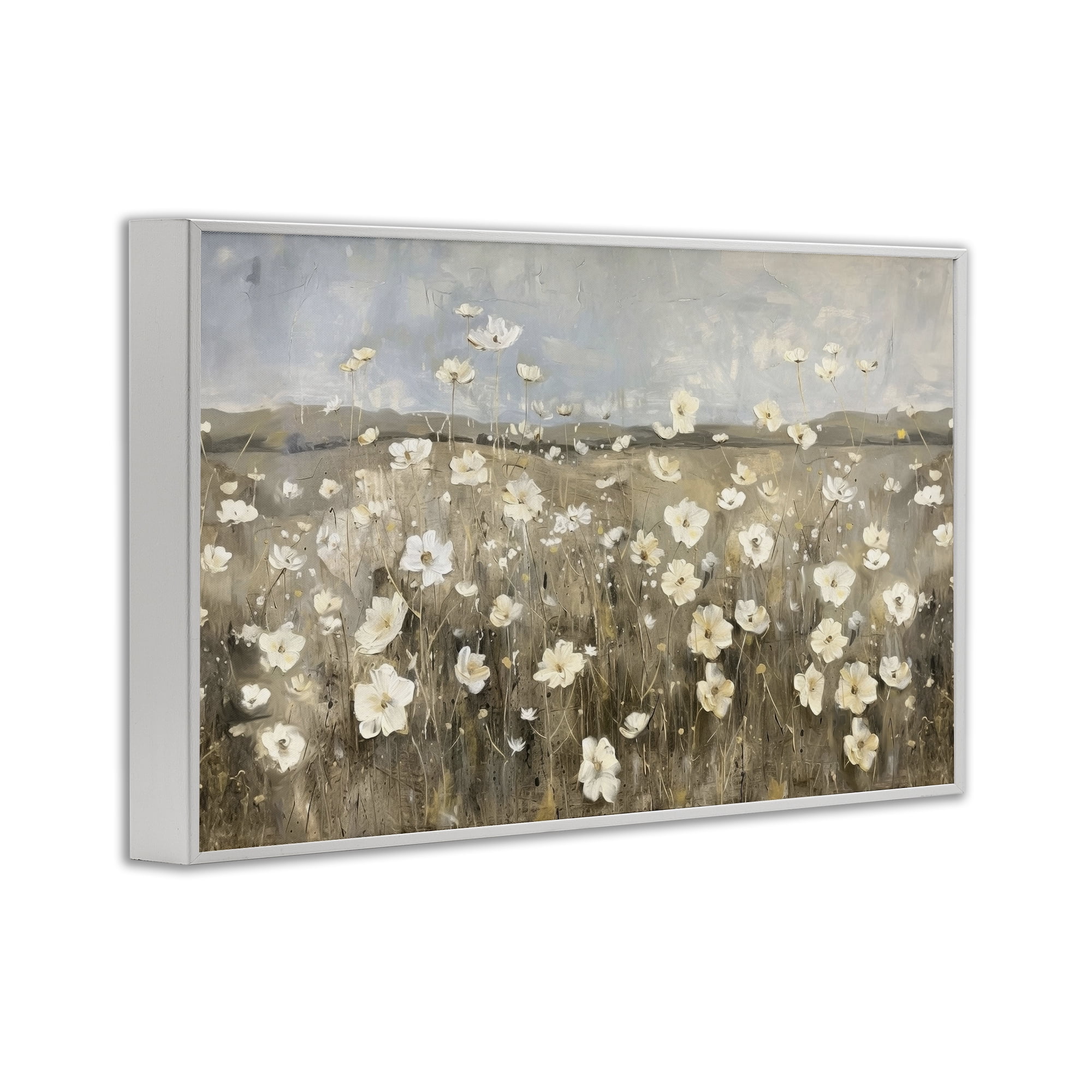 Stupell Industries Prairie Wildflower Meadow Landscape Painting White Framed Art Print Wall Art, 24 x 16