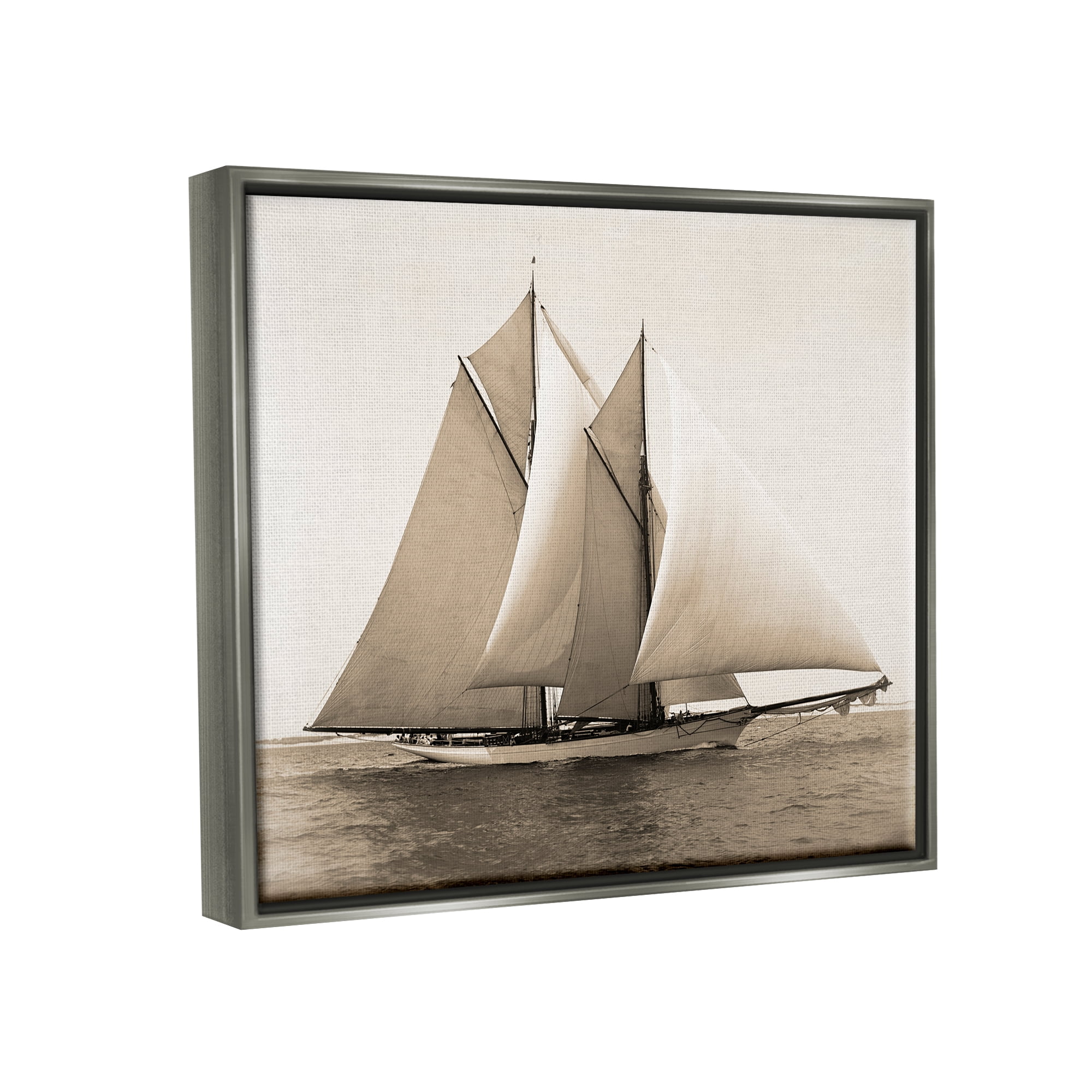 Stupell Industries Nautical Ship Photography Transportation Photography Gray Floater Framed Art Print Wall Art, 21 x 17