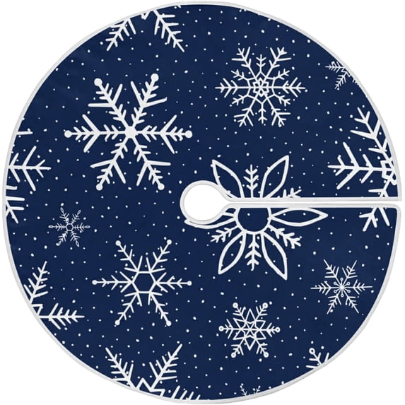 FMSHPON New Year Christmas Snowflakes Xmas Christmas Tree Skirt Stand Mat for Holiday Party Decoration Indoor Outdoor 48 inches