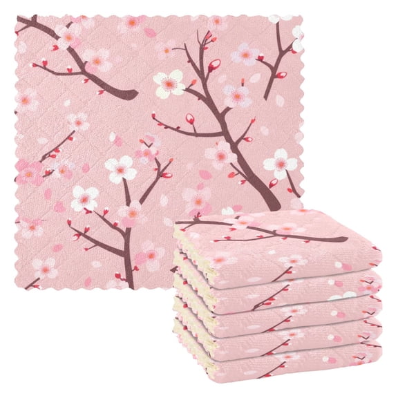 6 Pieces of Kitchen Towels 11x11Inch Kitchen Dish Cloths Kitchen Dish Towels Reuseable Cleaning Cloths Pink Plum