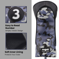 thumbnail image 2 of Majek Golf Club Blue and Black Camo Head Cover Set Driver #1 3 5 X Fairway Woods, 2 of 11