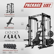 RitFit M1 Pro Smith Machine with Cable Crossover System, Multi-Function Squat Rack Power Cage for Home Gym, Power Rack and Packages Black(bp260 Package