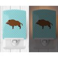 thumbnail image 2 of Caroline's Treasures BB8110CNL Wild Boar Pig Blue Check Ceramic Night Light, 6x4x3", multicolor, 2 of 2