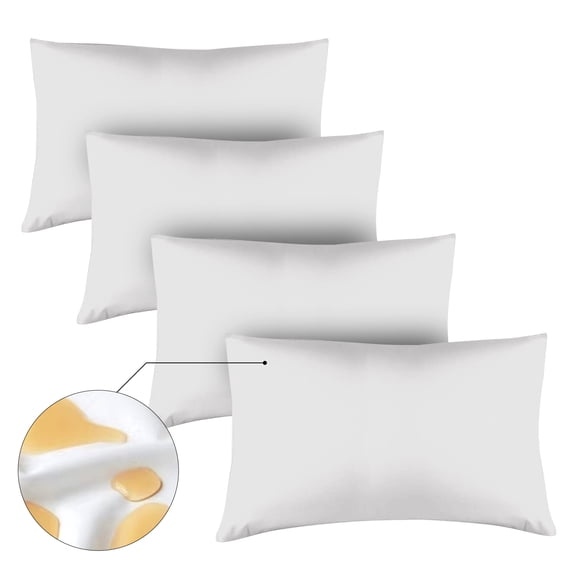 Amorosa 4 Piezas Fundas de Almohadas Impermeable Protectores de Almohada Suaves y Acogedoras para el Hogar Dormitorio Hotel Blanco Estándar-50*80cm