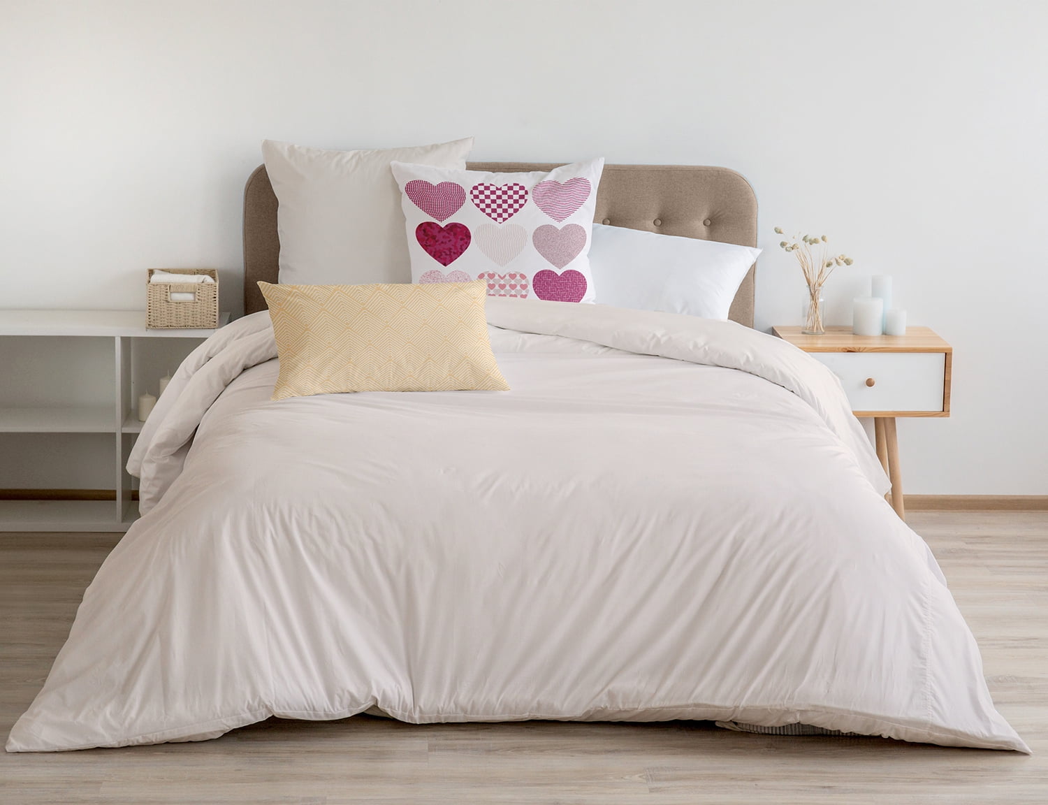 18" x 18" Simply Daisy Patterned Hearts Polyester Accent Pillow, Pink Qty 1