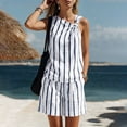thumbnail image 5 of VBVC Women's Striped 2 Piece Shorts Set,Ladies' Asymmetrical Knot Sleeveless Top and Shorts,Casual Summer Beach Travel Outfit For Women,White,S-2XL, 5 of 9