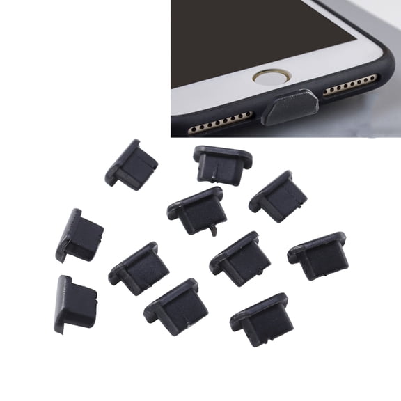 Raindrops 10pcs Plug Mobile Phone Charge Port for 7/8 /8Plus (Black)