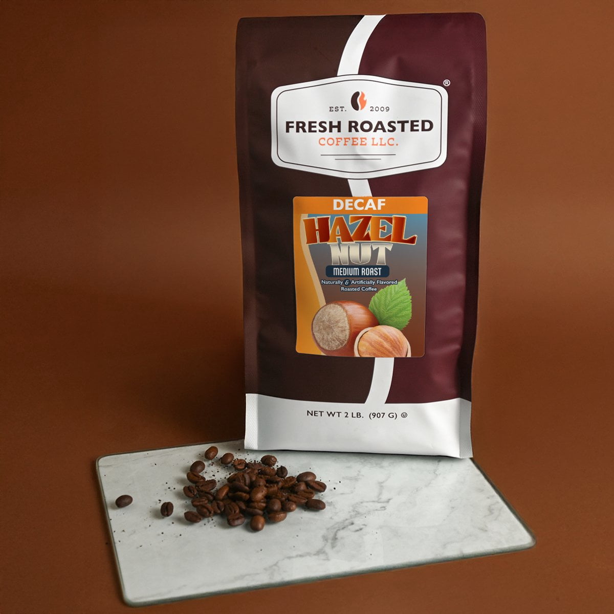 Fresh Roasted Coffee, Decaf Hazelnut Flavored Coffee, Medium Roast, Drip Ground, 32 oz 2 lbs