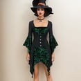 thumbnail image 4 of Sarkoyar Women Halloween Cosplay Dress Irregular Cuff And Hem Skull Pattern Lace Tie-up Strap Low-cut Button Decor Medieval Vintage Performance Stage Show Dress, 4 of 10