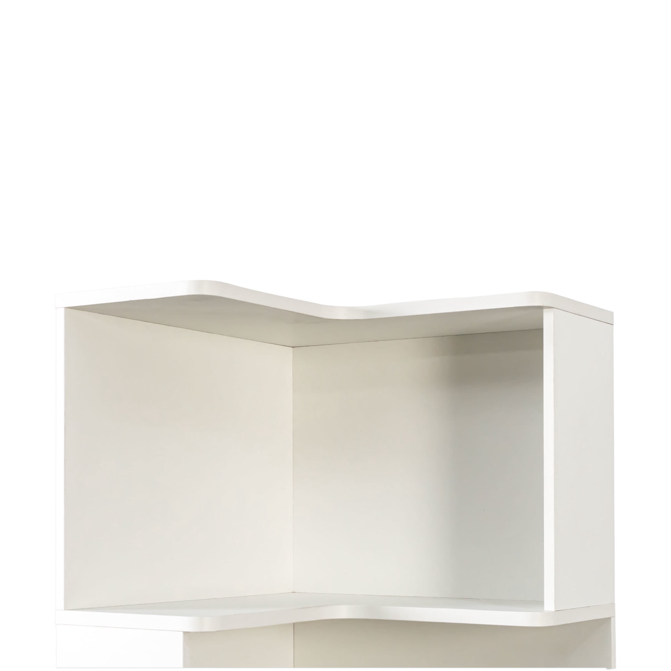 Noble House 68.9" Corner Bookshelf, 5-Tier L-Shaped Bookcase with Baffle & LED Lights, Space-Saving Design, White